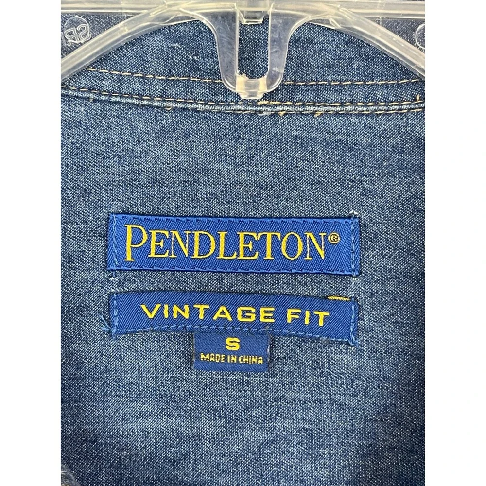 Pendleton Denim Shirt Dress Women's S Blue good Vintage Fit Cotton Midi - Picture 6 of 13